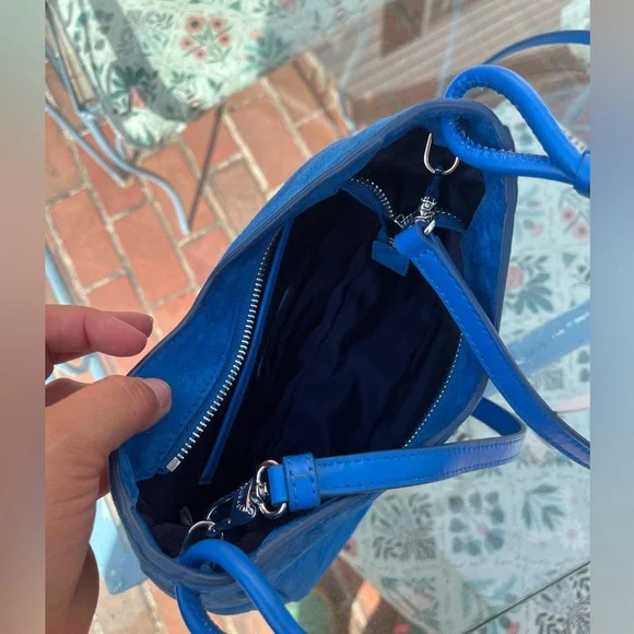 STAUD Valerie Director Blue Suede Bag NWT - Picture 8 of 13